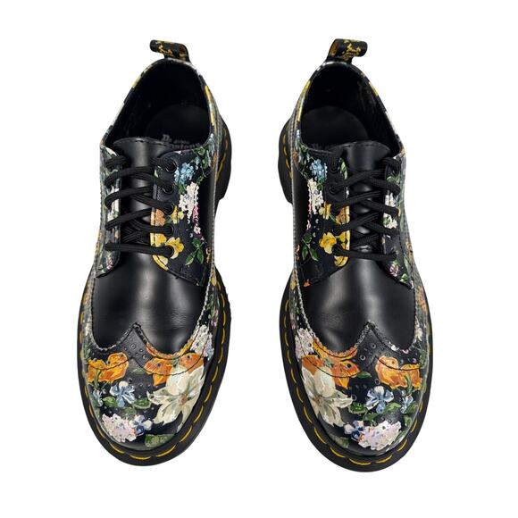 Dr. Martens Darcy Floral Oxfords Y2K Womens US 8 Black Leather Brogue Rare 3989 - Picture 4 of 16